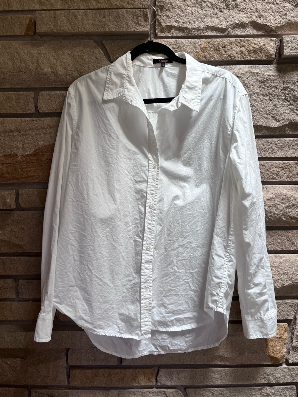 100% Organic Cotton Poplin Long Sleeve Shirt White Large - Picture 3 of 13
